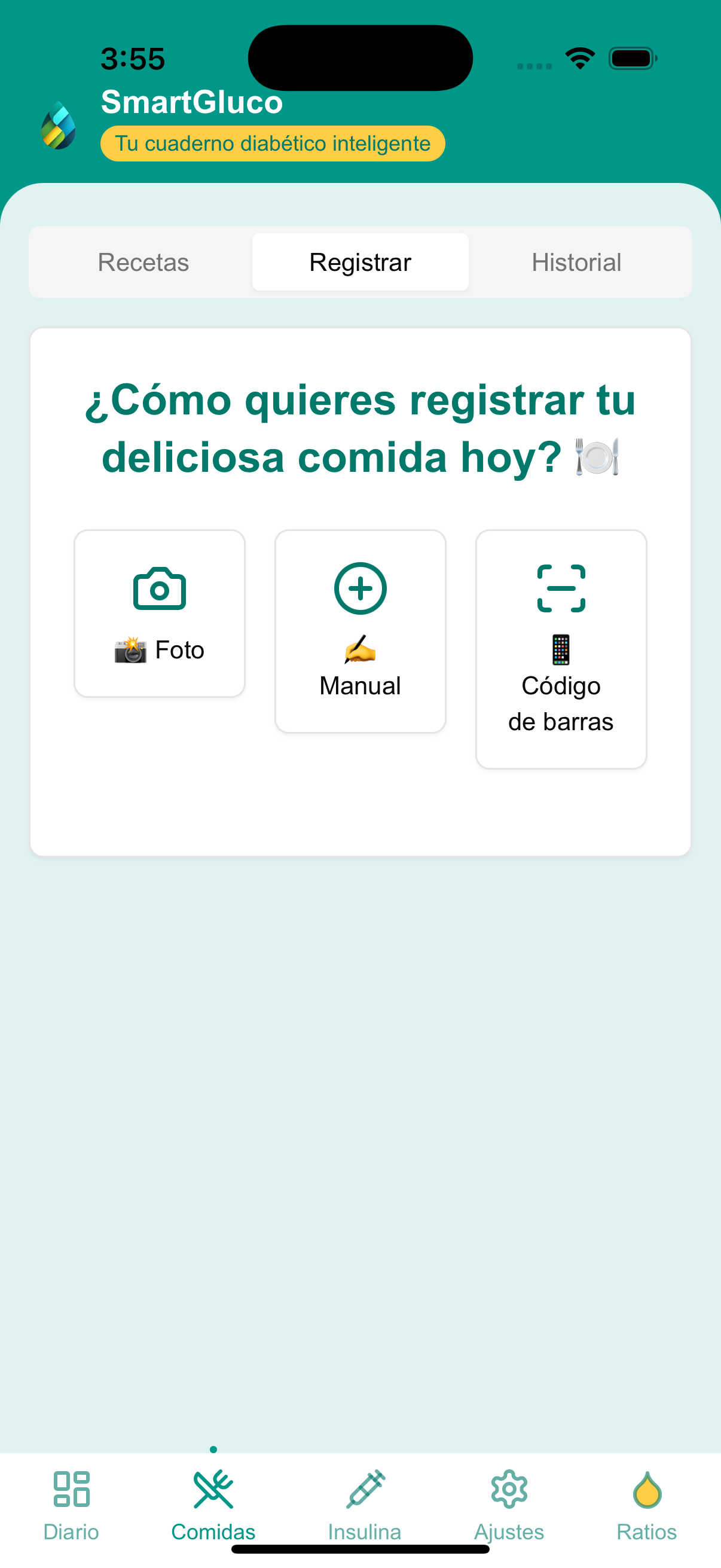 Escanea productos - SmartGluco interface